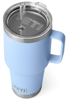 YETI Rambler Straw Mug, Stainless Steel Vacuum Insulated Mug with Stronghold Lid, Big Sky Blue, 35 oz (1035 ml)