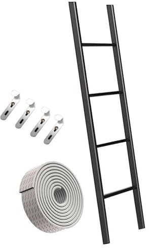 Scaletta per letto a castello in metallo nero per rimorchi da viaggio con gancio su scala da appendere (1,5 m)