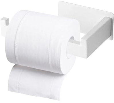Parthan 14cm Toilettenpapierhalter Edelstahl, Selbstklebend ohne Bohren, Wandmontage, Modernes und Platzsparendes Design, ideal für Badezimmer und Küche, klopapierhalter, Weiß