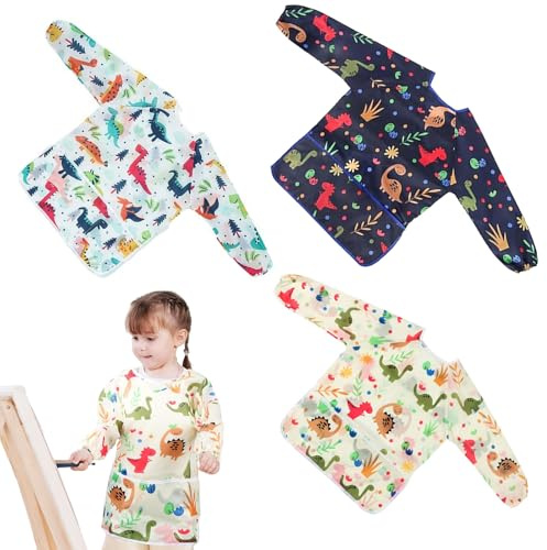 Furforstk delantal niño bata pintura niños Impermeable bata escolar 2–8 años babi escolar infantil Con bolsillos con mangas largas disfraz cocinero niño
