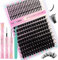 GEMERRY Extension Cils Kit Faux Cils 100D Spikes Extension de Cils Bouquet Cils individuel Cils Manga D Curl 12-21mm avec Colle et Scellements Applicateur Pince DIY Kit Faux Cils(Manga-100D-Set)