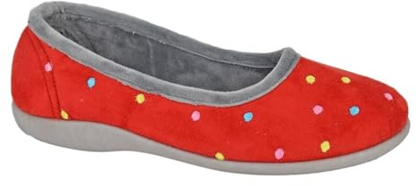 Sleepers Womens Isla Memory Foam Dotted Ballerina Slippers Blue/Turquoise