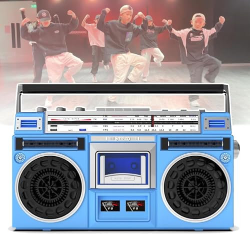 LIULIQ Retro-CD-Player-Boombox, Tragbare Kassetten-Boombox Im Klassischen 80er-Jahre-Stil Mit Stereolautsprechern, Multiband-Radioempfang, AM/FM-Radio Und Starkem Signal Für Familienfeiern Und Reisen
