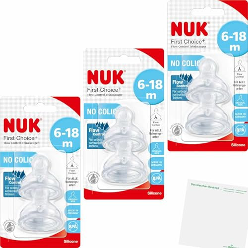 usy Lot de 3 tétines Nuk First Choice+ Flow Control 6-18 mois + bloc usy