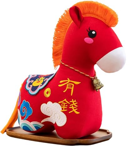 SZLIFE 2026 Année du Cheval Ornement Cheval en Peluche Chinoi, Chevaux du Nouvel an Chinois Figurines Chevaux, Décoration de Bureau, Cadeau de Collection, Symbole du Zodiaque, 12cm