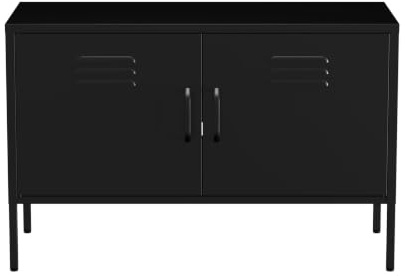 Lendo Online Mobile TV in Metallo – Lowboard Industriale – 100x40x65 cm – Mobile Porta TV per Soggiorno (Nero)