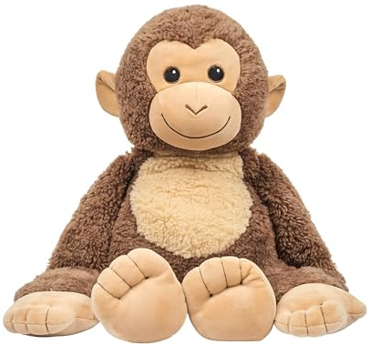 Jeux 2 MOMES - PE1026 - Peluche Singe Câlin Lestée 30 cm en Polyester Ultra Doux - Compagnon Apaisant pour Enfants et Adultes - Idéal pour Relaxation et Réconfort - Marron - Taille M