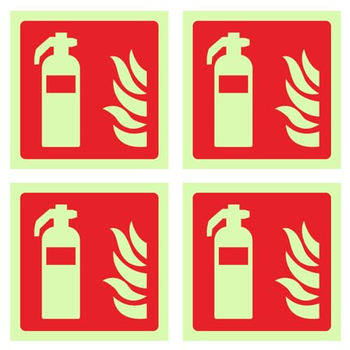 PHYNDR 4 piezas de carteles adhesivos de extintor, cartel de extintor, con laminado protector: resistente a los arañazos y a los rayos UV, pictograma de señalización de seguridad