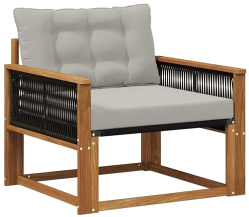 vidaXL Outdoor-Sofagarnitur Massives Akazienholz und Textilene Natur, Garten, modernes, wetterfestes, Outdoor-Sofa, Lounge-Möbel, Terrassenset, Sitzgruppe