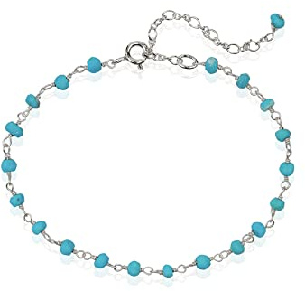 Bracelet de cheville turquoise - chaine argent massif 925 - pierre turquoise - argenté et turquoise - bracelet de pied été plage - bohème