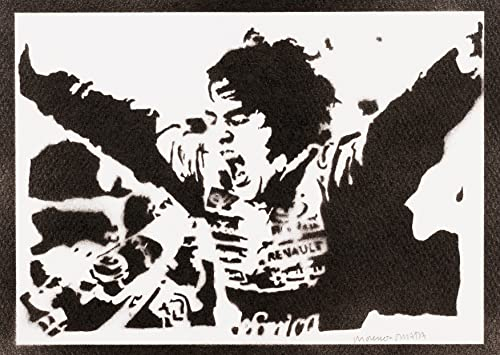 moreno-mata Fernando Alonso F1 Autentico Graffiti Hecho a Mano Handmade Poster Deportes Laminas Decorativas Pared Cuadros Decoracion Salon Modernos Regalos Originales para Hombre y Mujer