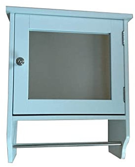 Saxony® Bathroom Storage Wall Cabinets Slim Single Door Mirrored Small Bathroom Cabinet Cupboard Wooden White Modern Storage Unit With Towel Holder Chrome Handle