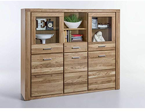 Elfo Highboard Vitrine Lea Wildeiche geölt Teilmassiv NEU/OVP