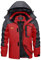 KEFITEVD Skijacke Herren Wasserdicht Atmungsaktiv Snowboardjacke Winter Warm Ski Jacke Herrenjacke Gefüttert Winterparka Snowboard Fleece Jacke mit Kapuze Rot L