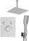 Kibath L464451 Grifo termostático empotrar 2 VIAS PUL Salida Techo. Incluye Soporte con Toma Agua, Flexo Acero INOX, Brazo rociador extraplano. Ducha empotrable con Acabado Redondeada, Cromo Brillo