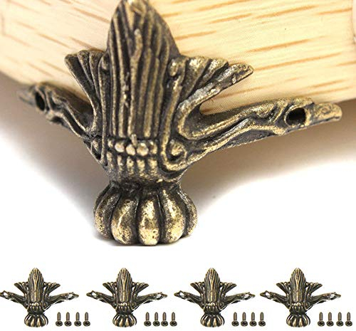Möbelfüße, antikes Messing, 42 x 30 mm, mit Schrauben, 4 Stück