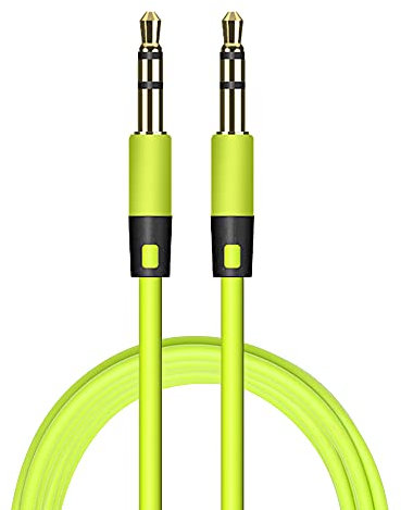 GORILLAPLANET 1.2M Aux cable 3.5mm Male Stereo Jack To Jack Audio Cable - Auxiliary for Cars, Headphones, iPhones, iPad, Laptops (Lime Green)