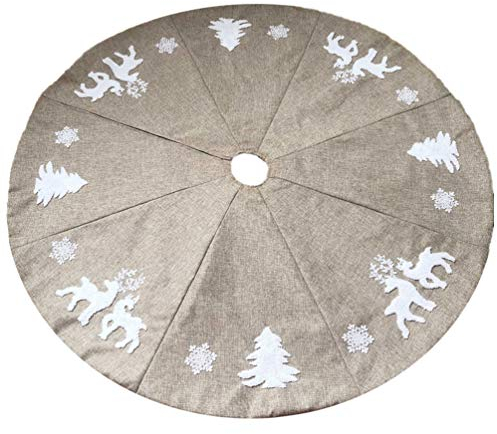 BESPORTBLE Couverture d'arbre de Noël en Feutre - 122 cm - en Lin - pour décoration de Noël