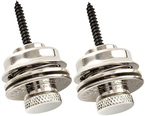 Musiclily Pro Stahl Heavy Duty Gitarre Strap Locks Buttons Security Locks Gitarrengurt Knöpfe Gitarrengurt Schloss für E-Gitarre Akustik Klassische Gitarre Bass, Nickel (2 Stück)