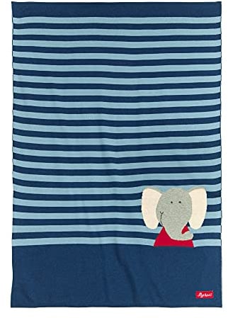 SIGIKID 39485 Strickdecke Lolo Lombardo Mädchen und Jungen Baby-Decke empfohlen ab Geburt dunkelblau/blau