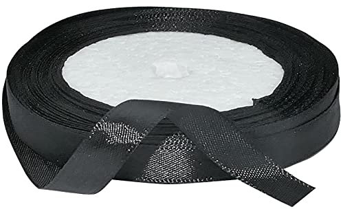AERZETIX - C50222 - Satinband dekorativ glänzend fein - 10mm x 22 meter - schwarz - kreative projekte nähkunst geschenkverpackung zur geburtstagsfeier