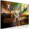 decomonkey Bilder Tiere 120x80 cm 1 Teilig Leinwand Bild auf Leinwand Vlies Wandbild Kunstdruck Wanddeko Wand Wohnzimmer Wanddekoration Abstrakt Bunt Hirsch