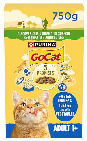GO-CAT Adult Herring and Tuna Dry Cat Food 750g, Pack of 5