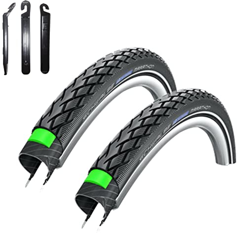 2 x Schwalbe Marathon Fahrradreifen Green Guard Reflex Pannenschutz 40-622 (28 x 1,50) inkl. 3 Reifenheber