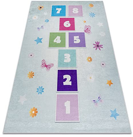 rugsx Kinderteppich Bambino Waschteppich Himmel und Hölle, Zahlen für Kinder Anti-Rutsch - grün 80x150 cm