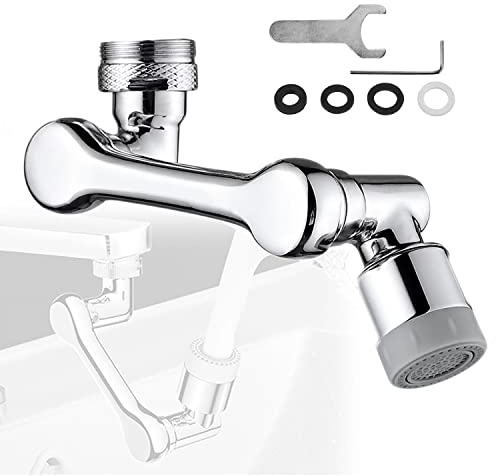Schwenkbarer Wasserhahn Strahlregler, 1080° Drehbar Wasserhahn Luftsprudler, Universal Spritzfilter Wasserhahn Aufsatz für wasserhähne, Booster Dusche & Wassersparhahn für Küche Bad Waschbecken.