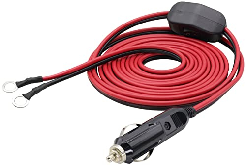 AAOTOKK Feuerzeug männlich zu 8mm O-Ring Auge Anschlusskabel 16AWG Stromladekabel, verwendet für Auto variable Frequenz Luftpumpe Sprühkompressor mit Sicherung und Schalter (3Meter/10Fuß O-Ring)