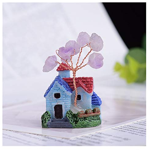 KIZQYN Money Tree Natürliche Amethyst Lucky Tree Kristall Quarz Edelstein Mineral Ornamente Garten Heilungspavillon Dekoration Dekoration Feng Shui Decor Tree (Color : Blue)