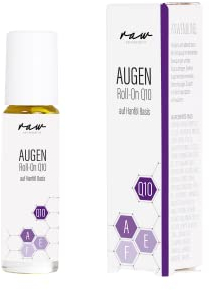 raw Kosmetik, Augen Roll-On Q10, mit Bio Hanföl, Borretschöl, Q10, ideal für Fältchen um die Augen und anderen Problemstellen