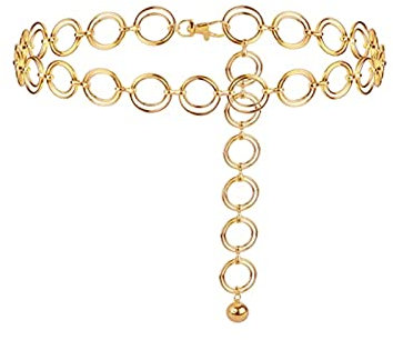 TAIZER Taillenkette Kettengürtel Gürtel Metall Link Kette Für Damen Gürtelkette Damen Gürtel Mode Metall Kettengürtel Taille Gürtel Punk Einstellbare Taillenkette Gold Glänzende Hüftgurt Kleid Gürtel