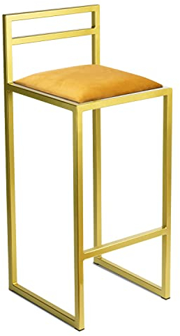 Barhocker Gold mit Lehne 95 cm - Metall Barstuhl mit Gepolstertem Sitz - Loft Style