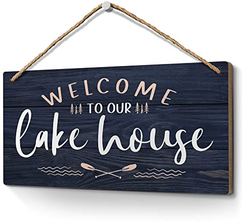 Heuhuww Lake House Schild mit Aufschrift Welcome to Our Lake House, Wanddekoration für Wohnzimmer, Sommer, Zuhause, Hütte, Hütte, Geschenk für Seeliebhaber, 15,2 x 30,5 cm