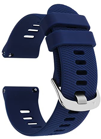 TIESOME Silicone Rubber Watch Bands, Silver Stainless Steel Buckle, Quick Release, 18mm 20mm 22mm Smartwatches Bands for Men and Women Waterproof Sport Watchbands (20mm, Blue)