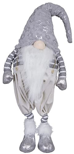 Christmas Paradise XL Weihnachtsfigur Gnom Wichtel 70cm stehend Silber-grau