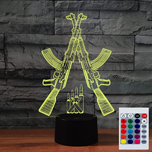 SUPERHONGJIHAO Nachtlicht für Kinder, 3D-Gewehr, LED-Lampe mit Fernbedienung, 16 Farbwechsel Geburtstagsgeschenk für Kinder
