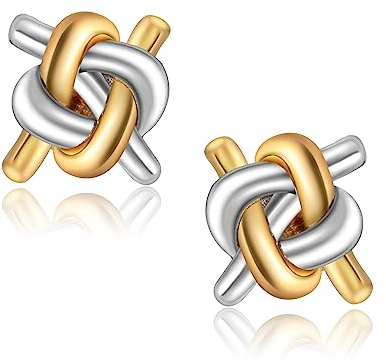 CHIC ARTSY Love Knot Ohrstecker in Sterling Silber - Minimalistisch Flach Zurck fr Frauen