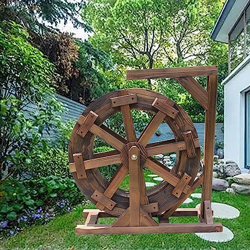 Holz-Wasserrad-Brunnen für Garten, Terrasse, Teich, Pool, Wasserrad-Brunnen im Freien, Vintage-Außen-Innenbalkon, dekorativer Wasserfall-Brunnen, Feng Shui-Räder-Brunnen, Hof, dekorativ im Freien (C
