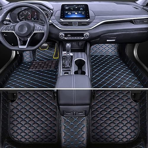 Auto FußMatten Leder Fussmatten Set FüR KIA Sportage 2012-2017, Vorne Hinten Automatten wasserdichte Anti-Rutsch FußMatte Bodenmatte Protector ZubehöR,F/Black-Blue