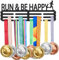 SUPERDANT Run&Be Happy Medaillenhalter Zum Aufhängen von Lauftrophäen Zum Aufhängen von Laufsportbegeisterten Metall Wandhalterung Ohne Haken Zum Aufhängen von 60 Medaille Schwarz