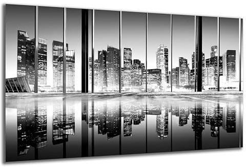 DARO Design - Wand-Bild auf 6mm HDF 30x20 cm New York schwarz Weiß Panorama - Wand-Deko Bilder Geschenk