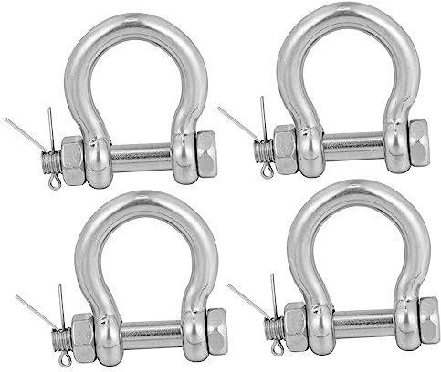 jojofuny 4 Stück Edelstahl Hebeschäkel D-ring Schäkel Hochfest und Korrosionsbeständig für Seilwinden und Fahrzeugbergung Silber