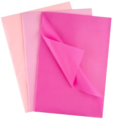 Seidenpapier 50x35cm, 60Blatt Bastelpapier zum Basteln von Pompons, Rosa | Transparentpapier Verpackungsmaterial, Bastelpapier zum Kreieren von Pompoms, Papierblumen, Tischdeko