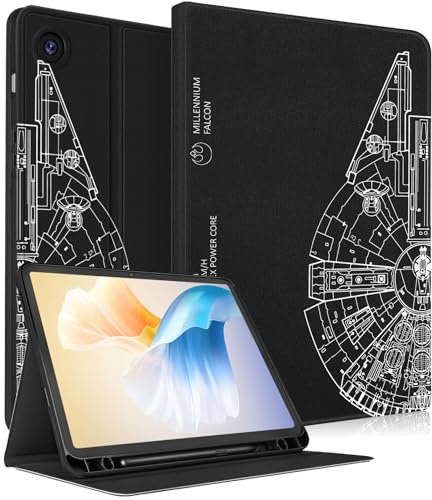 SurgeCraft Funda para Samsung Galaxy Tab A9 Plus/A9+ - Funda tipo libro para mujeres, niños y hombres, color negro, diseño estético único de encendido y apagado automático con soporte para lápiz para