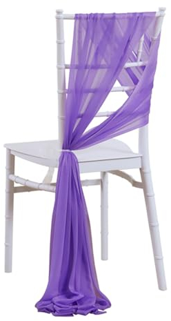 Wisafory 10 Stück Stuhl Husse Hochzeit Stuhlhussen Set Chiffon Stoff Stuhlbezug Stuhlschärpen Dekostoff Stuhl Band Stuhlhusse Dekoration für Hochzeit Zeremonie Event Party Lila