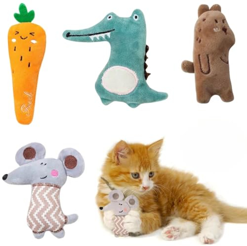 4 Premium Katzenkissen - Verbessertes Konzept Katzenminze-Kissen I Katzen-Zubehör I Katze-Zubehör I Biss- & Kratzfeste Katzenkissen I Kissen mit Katzen-Minze I Katzen-Spielzeug