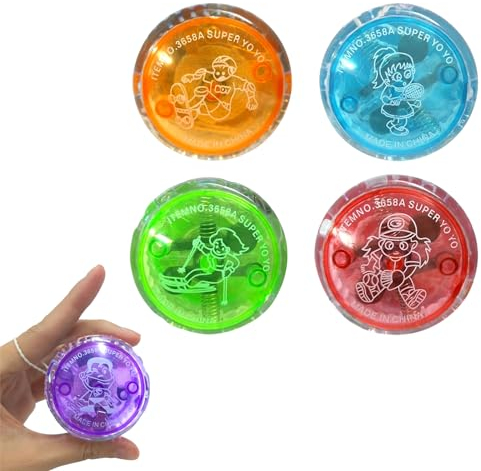 Yo-Yo Lumière LED,Jouets Yoyo LED,Yoyo à Roulement à Billes Réactif,Yoyo Réactif en Plastique,Yoyo Divertissant pour Débutant, Yoyo Jouet, Yoyo Professionnel, Fête d'anniversaire, Cadeaux, 4 Pièces